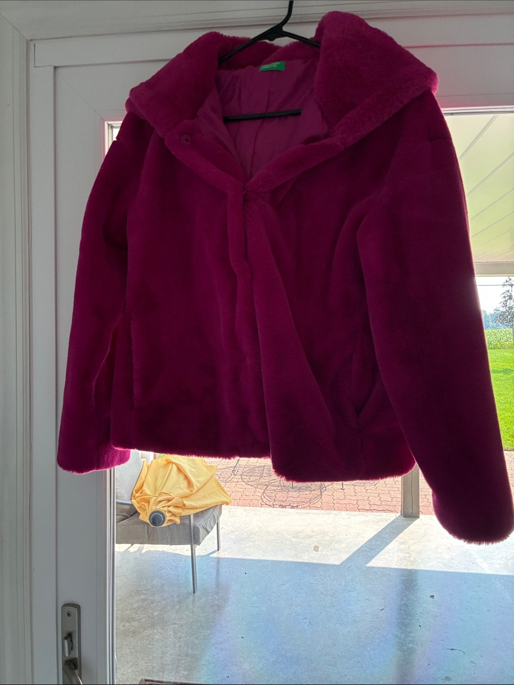 United Colors Of Benetton Plush Hooded Jacket - Magenta